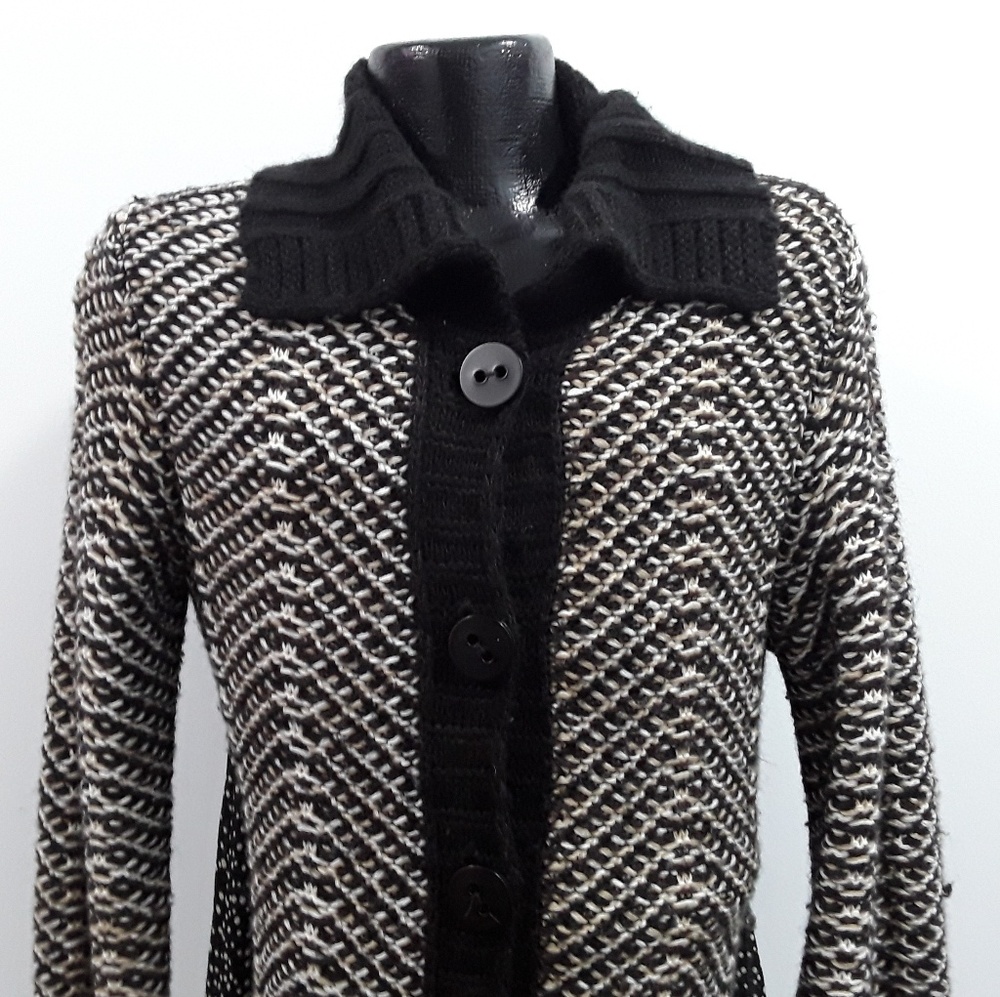 Silvia Novelli Women Long Knit Cardigan Size M Button-Up Timeless Cozy